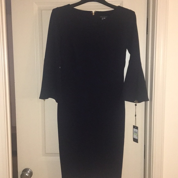 Tommy Hilfiger Bell Sleeve Scuba Crepe Dress Blue - Picture 5 of 6
